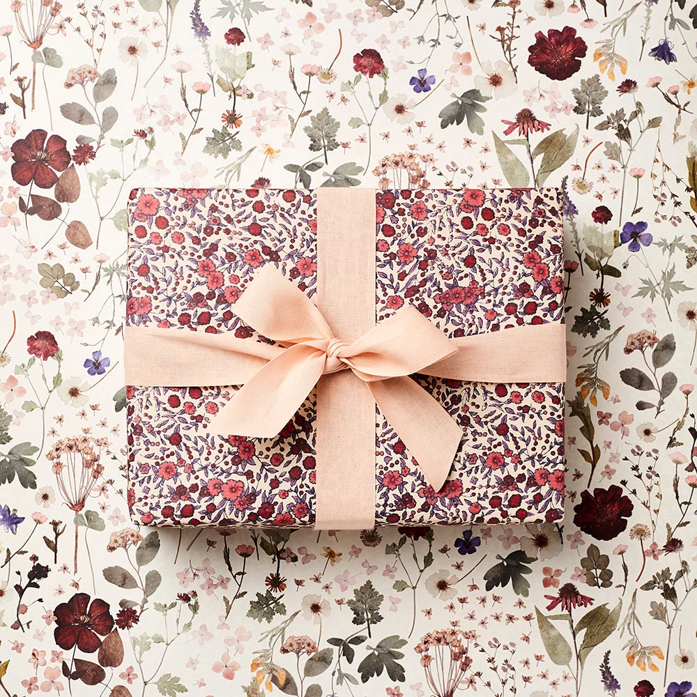Katie Leamon Double Sided Gift Wrap - Wild Rose And Pressed Floral Cards And Gift Wrap