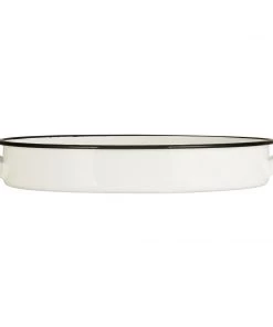 IB Laursen Garden & Outdoors White Enamel Tray With Black Rim And Handles