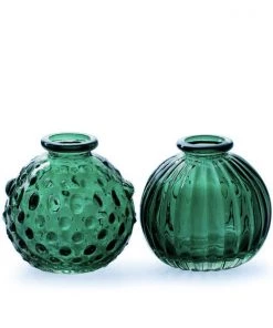 Terrace And Garden Decorative Accessories Round Forest Green Glass Bottle