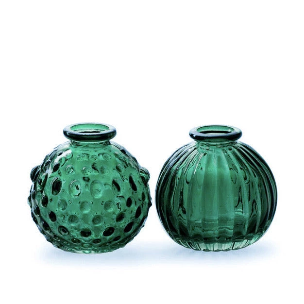 Terrace And Garden Decorative Accessories Round Forest Green Glass Bottle