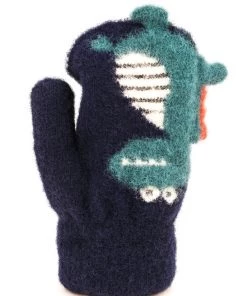 Powder Kids Dino Mittens In Navy Camperdown Kids