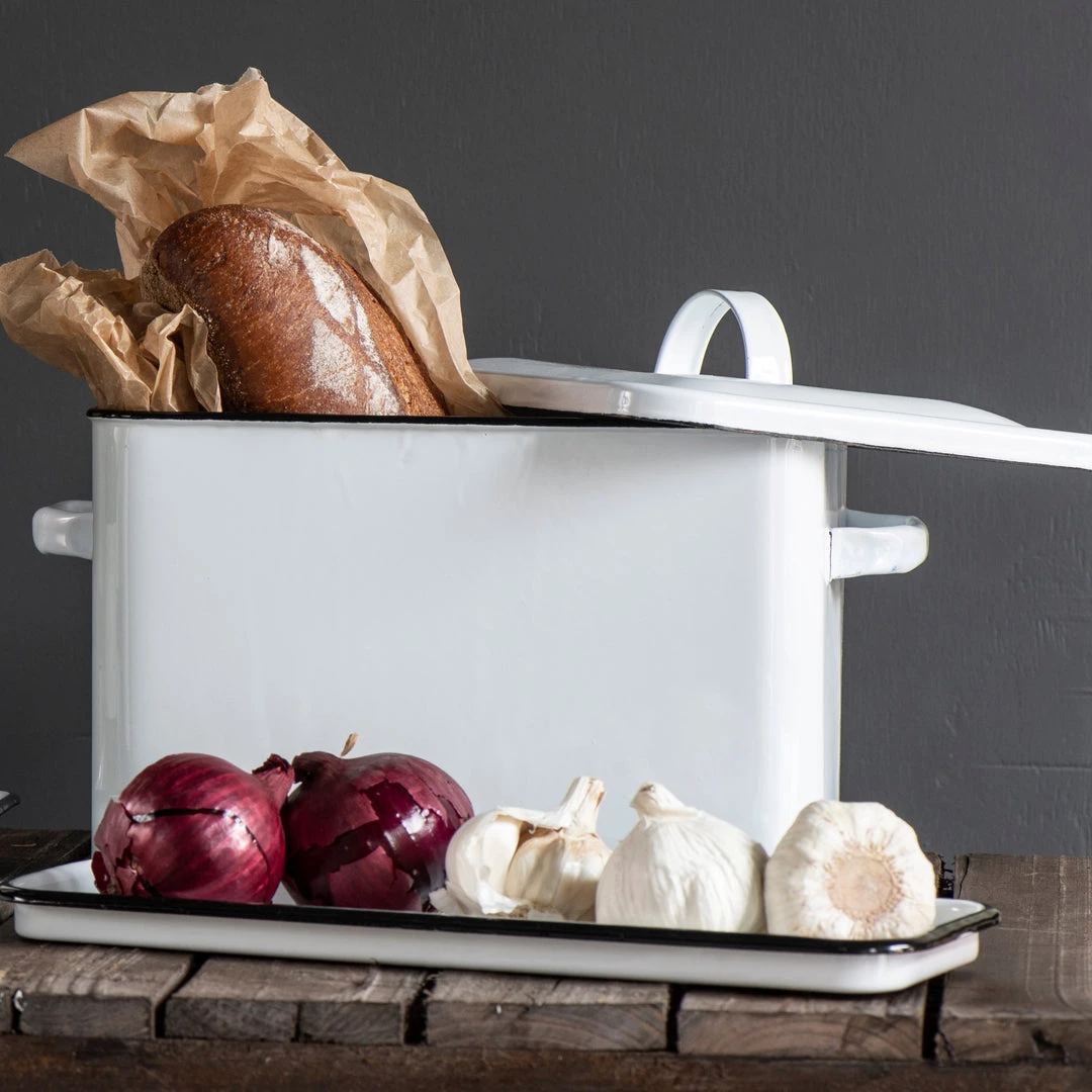 IB Laursen Candle Holders & Accessories Long White Enamel Rectangle Tray