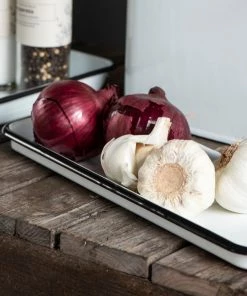 IB Laursen Candle Holders & Accessories Long White Enamel Rectangle Tray