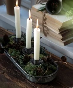 IB Laursen Candle Holders & Accessories Long Zinc Tray - 35 Cm