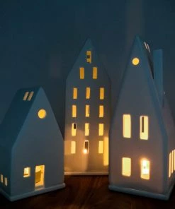 Rader Porcelain Light Up House Tall Candle Holders & Accessories