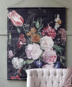 Chic Antique French Floral Canvas Wallhanging - Large