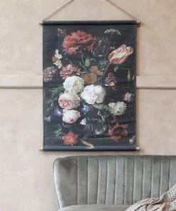 Chic Antique Mirrors & Wall Decor Flowers With Butterfly Canvas Wallhanging - Small