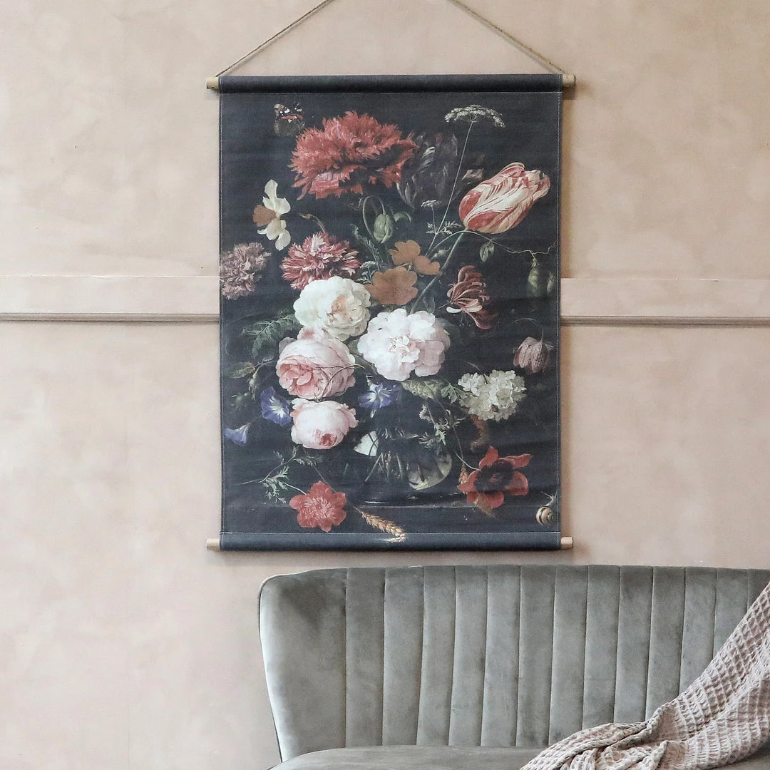 Chic Antique Mirrors & Wall Decor Flowers With Butterfly Canvas Wallhanging - Small