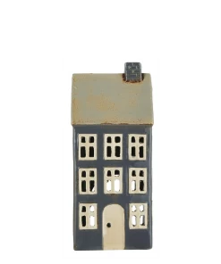 IB Laursen Ceramic House For Tealight - Medium Grey Candle Holders & Accessories