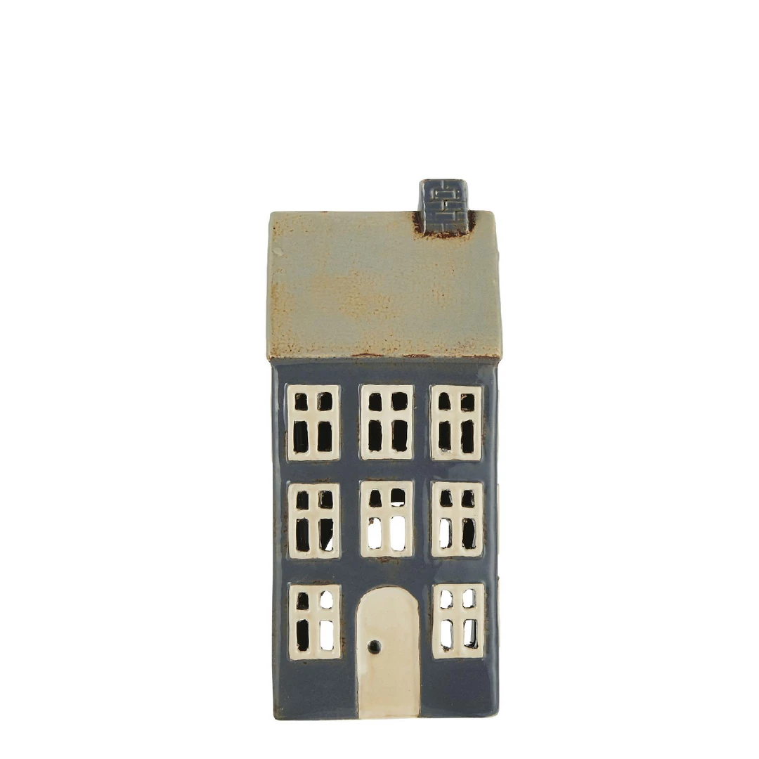 IB Laursen Ceramic House For Tealight - Medium Grey Candle Holders & Accessories