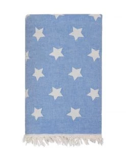 Ailera Star Throw With Fleece Lining In Sky Blue