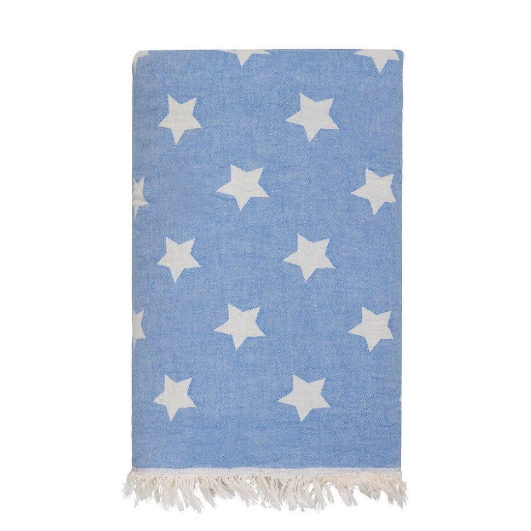 Ailera Star Throw With Fleece Lining In Sky Blue