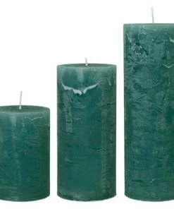 Cozy Living Slim Rustic Pillar Candles In Olive Green