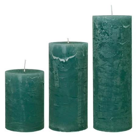 Cozy Living Slim Rustic Pillar Candles In Olive Green