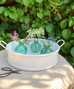 Terrace And Garden Round Green Glass Bottle