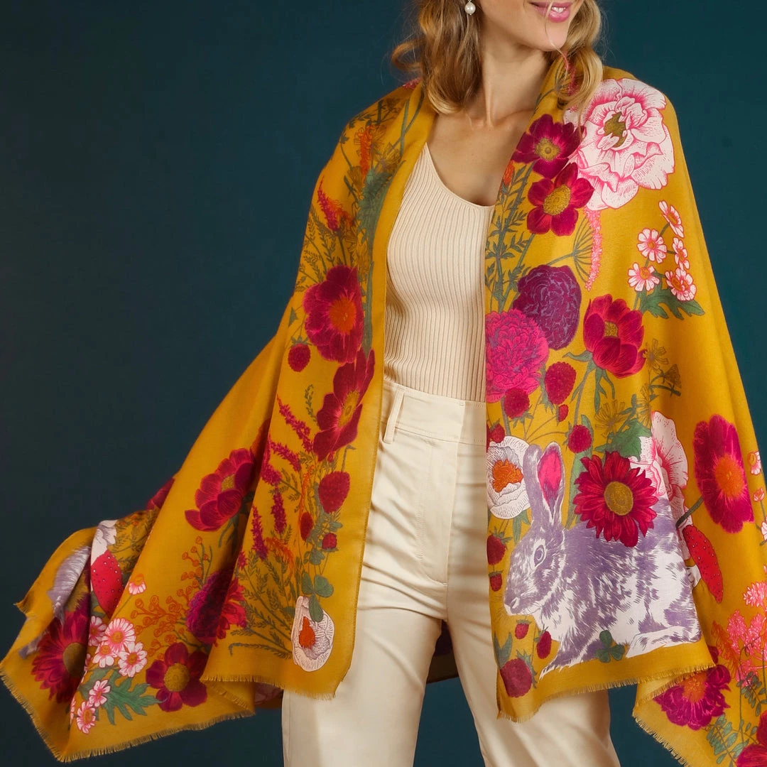 Powder Loungewear And Accessories Wild Woodland Mustard Scarf