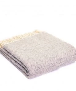 Camperdown Lane Pure New Wool Throw In Soft Grey Beehive