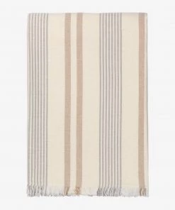 Elvang Last Chance To Buy Organic Cotton Striped Throw In Grey And Beige