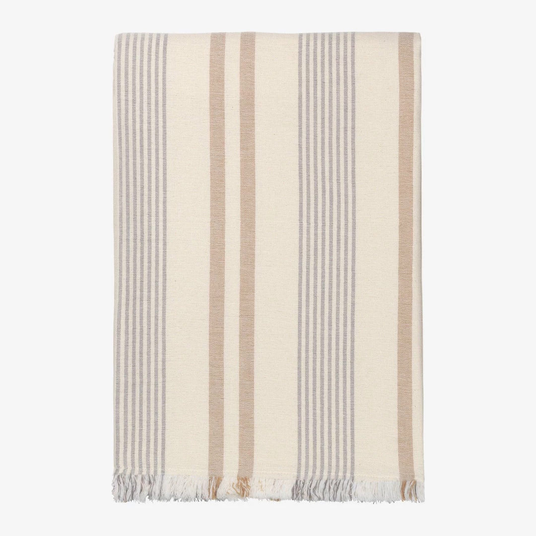 Elvang Last Chance To Buy Organic Cotton Striped Throw In Grey And Beige