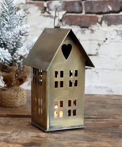 Chic Antique Candle Holders & Accessories Brass Tealight House Small