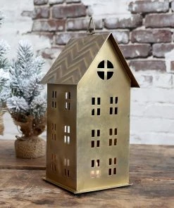 Chic Antique Candle Holders & Accessories Brass Tealight House Medium