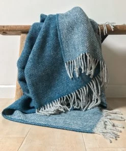 Camperdown Lane Pure New Wool Boa Throw In Ink 200cm