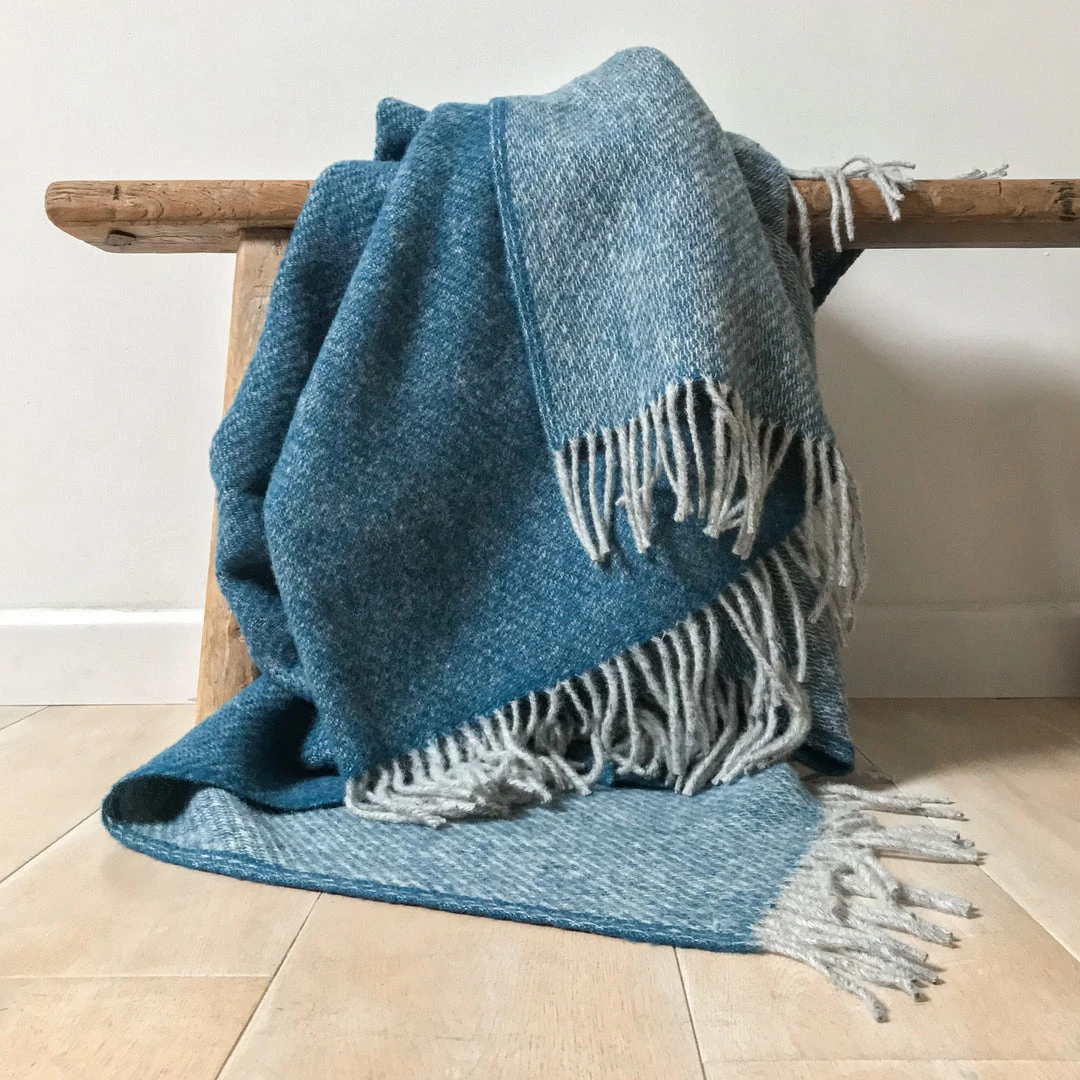 Camperdown Lane Pure New Wool Boa Throw In Ink 200cm