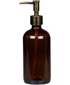 Chic Antique Amber Glass Pump Action Bottle 480ml Kitchen & Dining