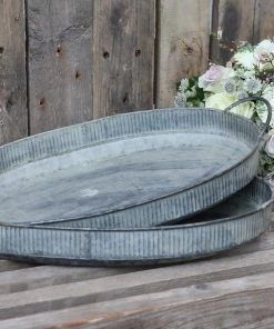 Chic Antique Decorative Accessories Oval Zinc Tray Small