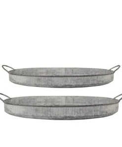 Chic Antique Decorative Accessories Oval Zinc Tray Small