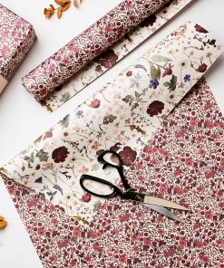 Katie Leamon Double Sided Gift Wrap - Wild Rose And Pressed Floral Cards And Gift Wrap