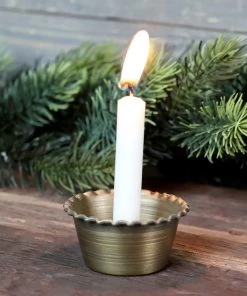 Chic Antique Small Antique Brass Candleholder Candle Holders & Accessories