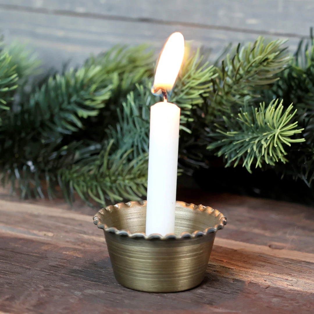 Chic Antique Small Antique Brass Candleholder Candle Holders & Accessories