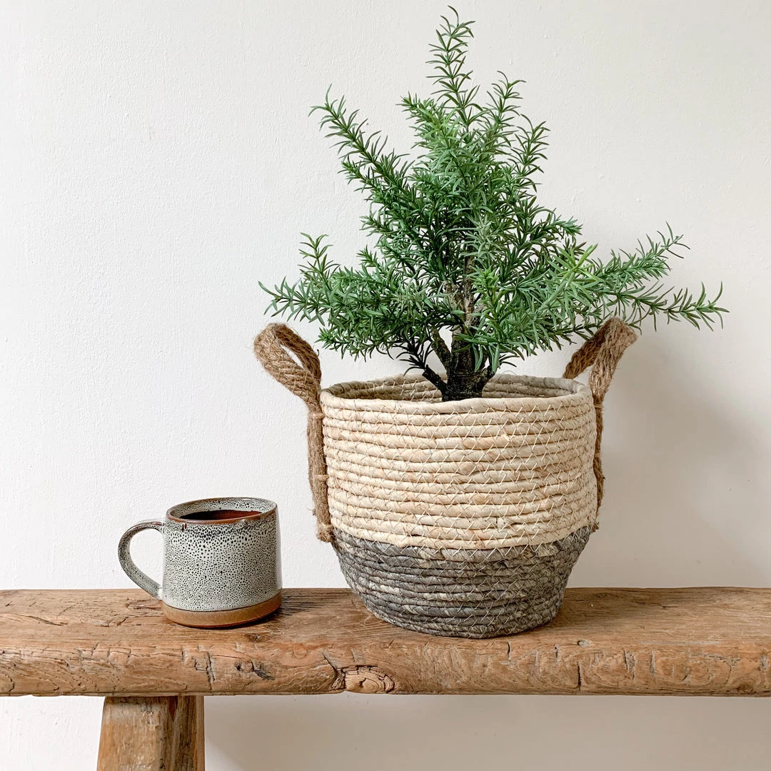 Mars And More Last Chance To Buy Grey And Natural Rustic Basket - Small