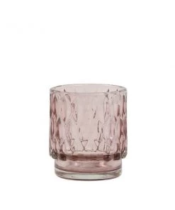 Light And Living Faceted Glass Tealight Holder Pink Candle Holders & Accessories
