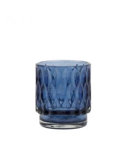 Light And Living Faceted Glass Tealight Holder Blue Candle Holders & Accessories