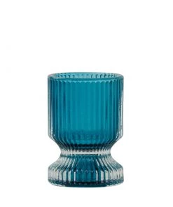 Light And Living Glass Candle/Tealight Holder In Petrol Blue Candle Holders & Accessories