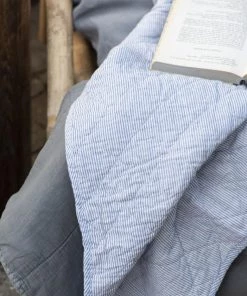 IB Laursen Blue And White Stripe Quilt