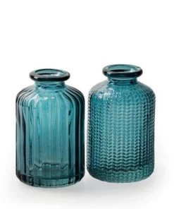 Terrace And Garden Mini Blue Glass Bottle Decorative Accessories