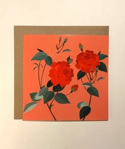 Roses On Orange Card By Millie Boucher