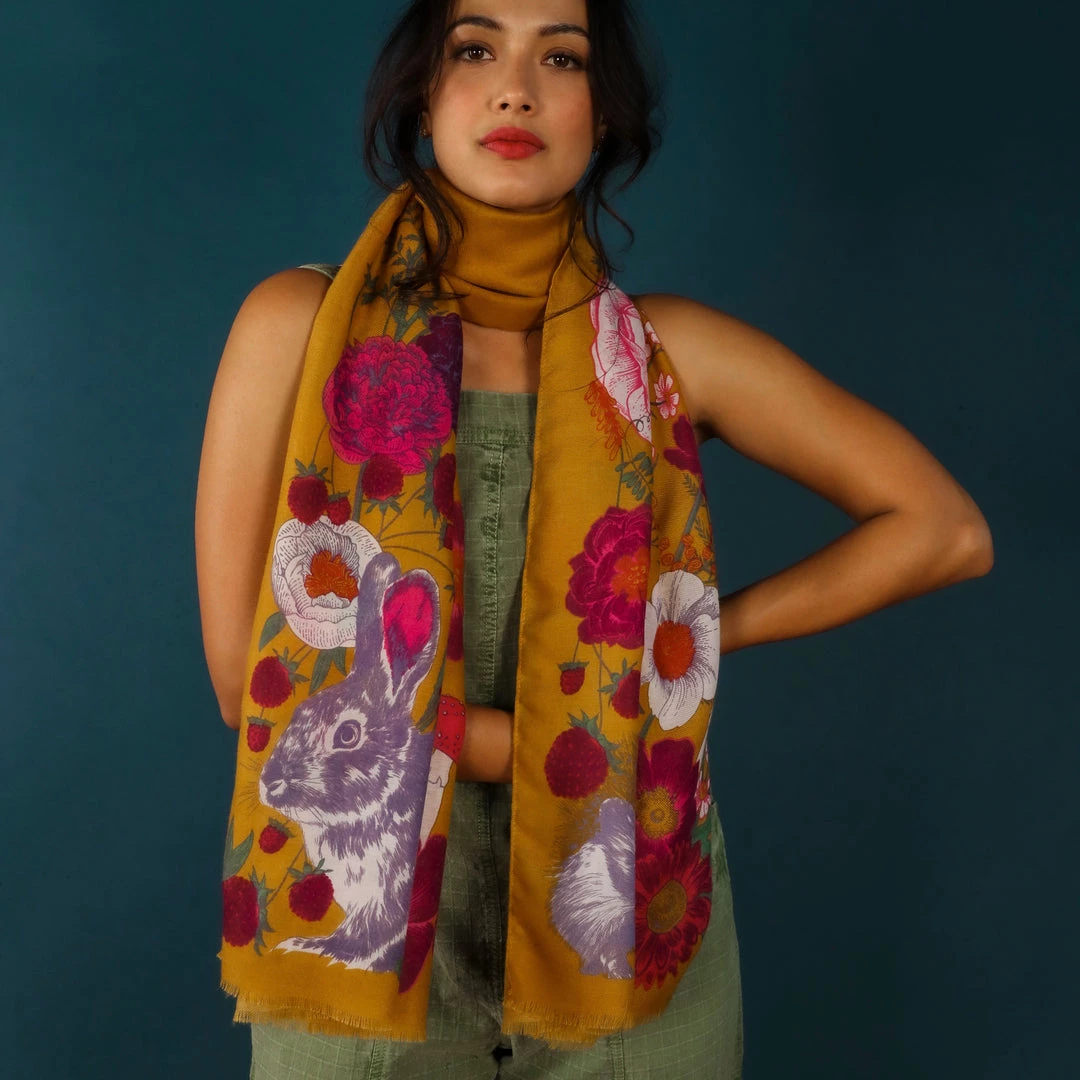 Powder Loungewear And Accessories Wild Woodland Mustard Scarf