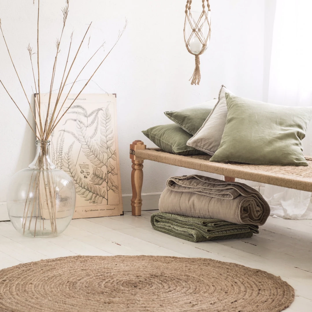 IB Laursen Velvet Cushion Olive Green