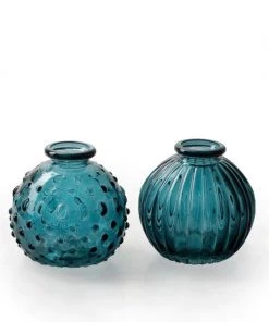 Terrace And Garden Round Blue Glass Bottle