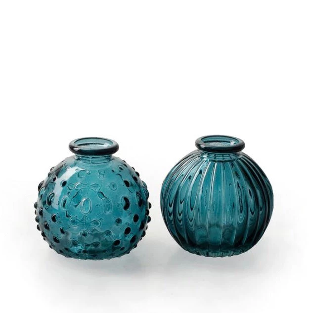 Terrace And Garden Round Blue Glass Bottle