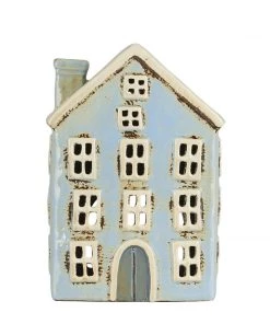 IB Laursen Candle Holders & Accessories Ceramic House For Tealight - Pale Blue