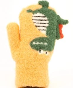 Powder Camperdown Kids Kids Dino Mittens In Buttercup