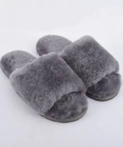 Fenland Sheepskin Slippers In Grey Last Chance To Buy