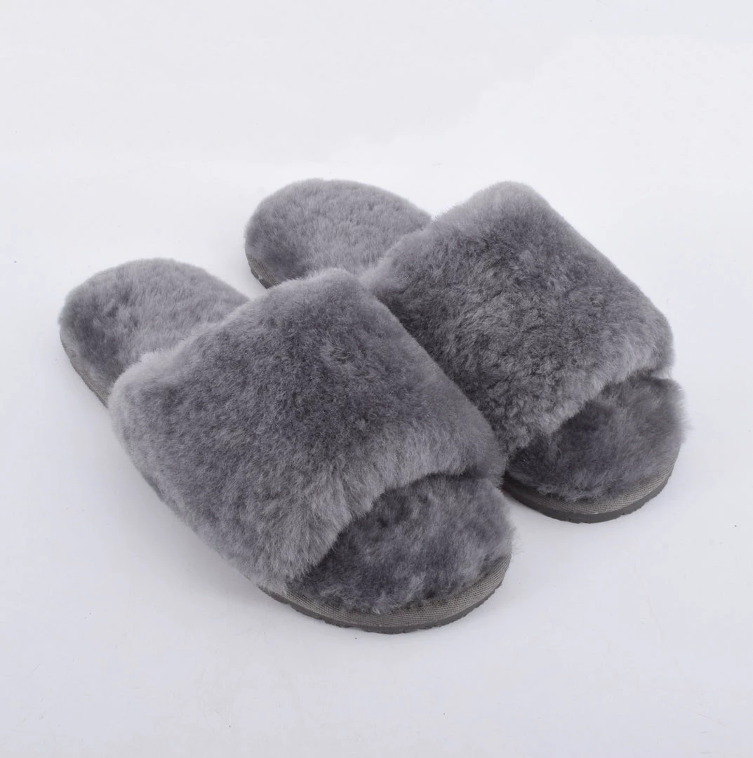Fenland Sheepskin Slippers In Grey Last Chance To Buy