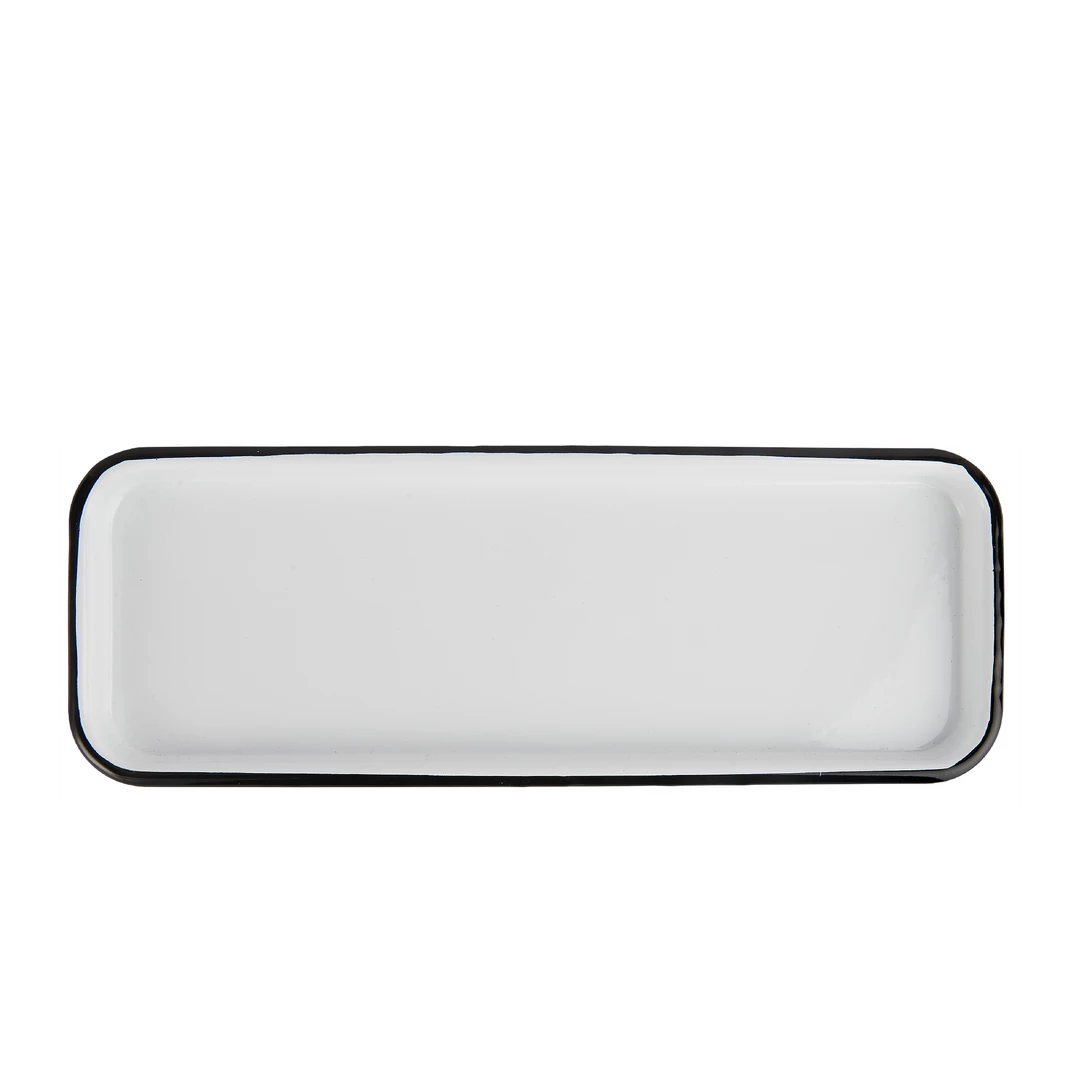 IB Laursen Candle Holders & Accessories Long White Enamel Rectangle Tray