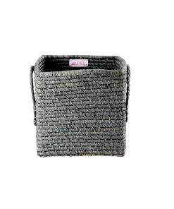 Rice By Rice Square Raffia Basket In Grey